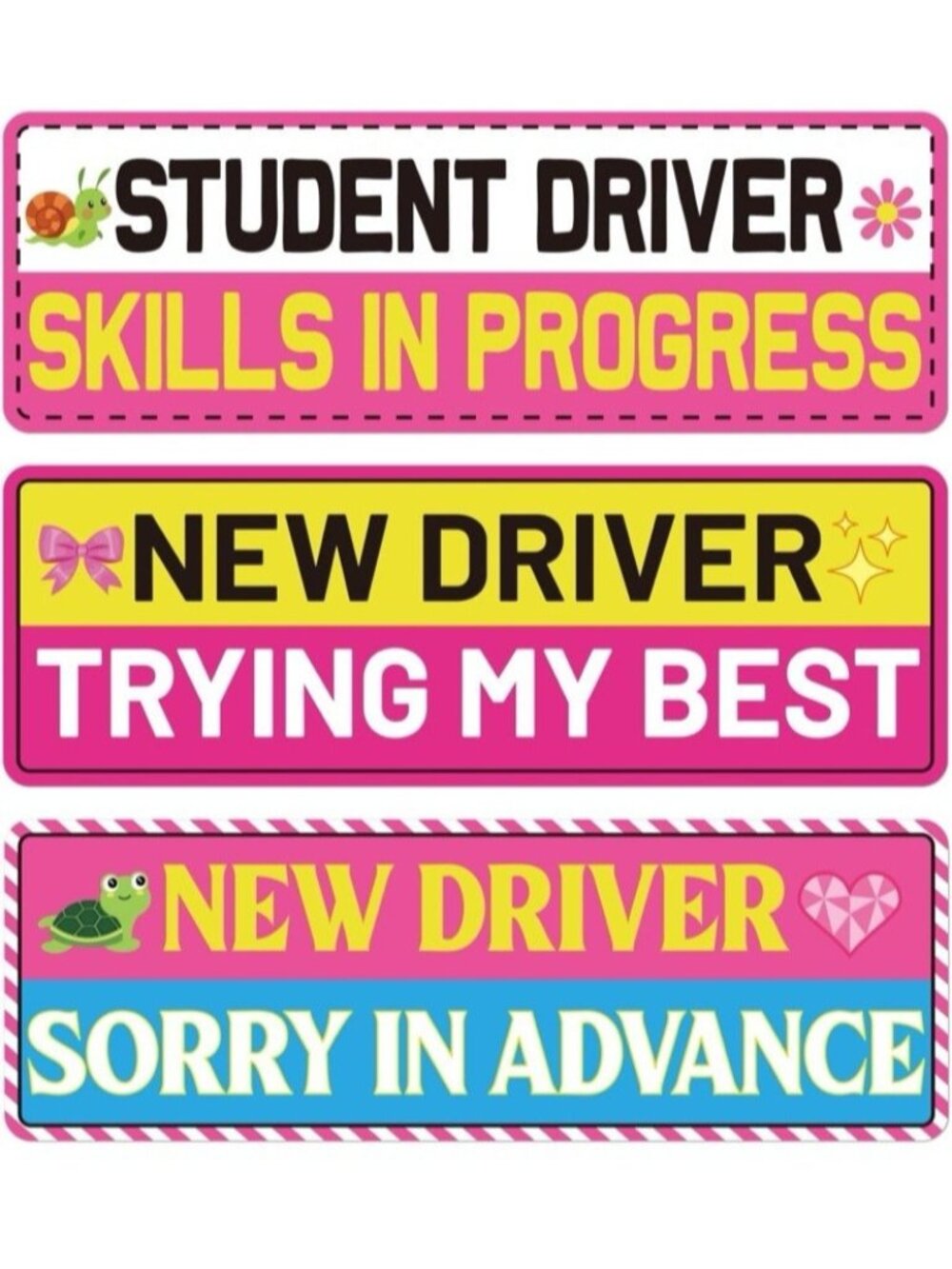 3pc Student Driver Magnet for Car - New Driver Skills in Progress Warning Signs